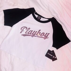 Playboy X Spencer’s Cropped Rhinestone Baby Tee